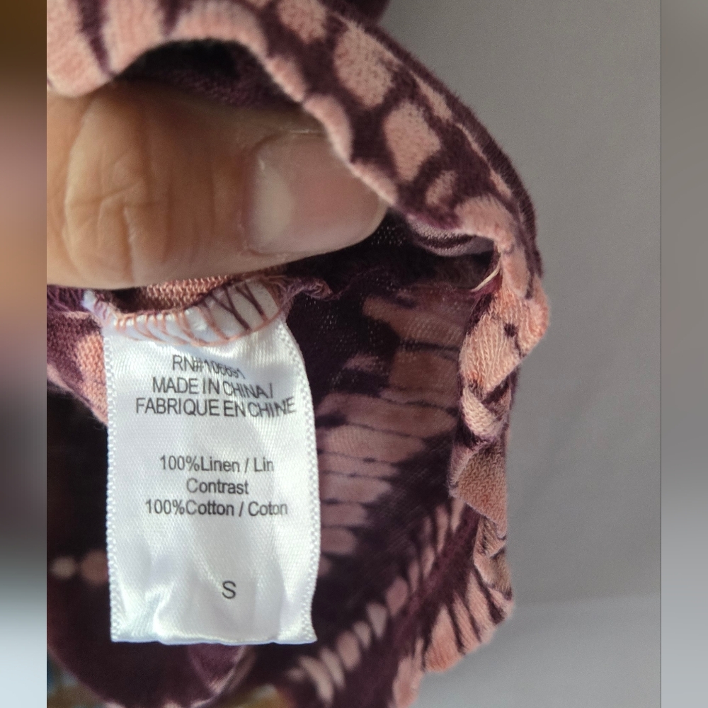 YFB Young Fabulous & Broke Tie Dye 100% Linen Top Size Small - Picture 7 of 8